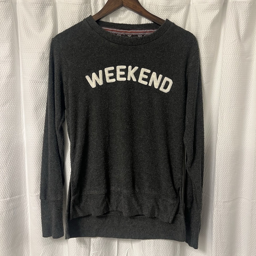 Royce Brand WEEKEND Terry Sweatshirt Gray Small Soft Cozy Lounge Side Slits GC‎